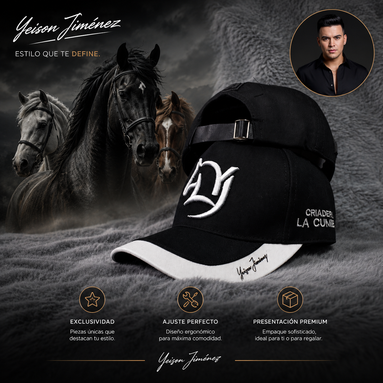 Gorra Yeison Jiménez Con El Corazón🐴-Llévala Puesta En Tu Nuevo Oufit