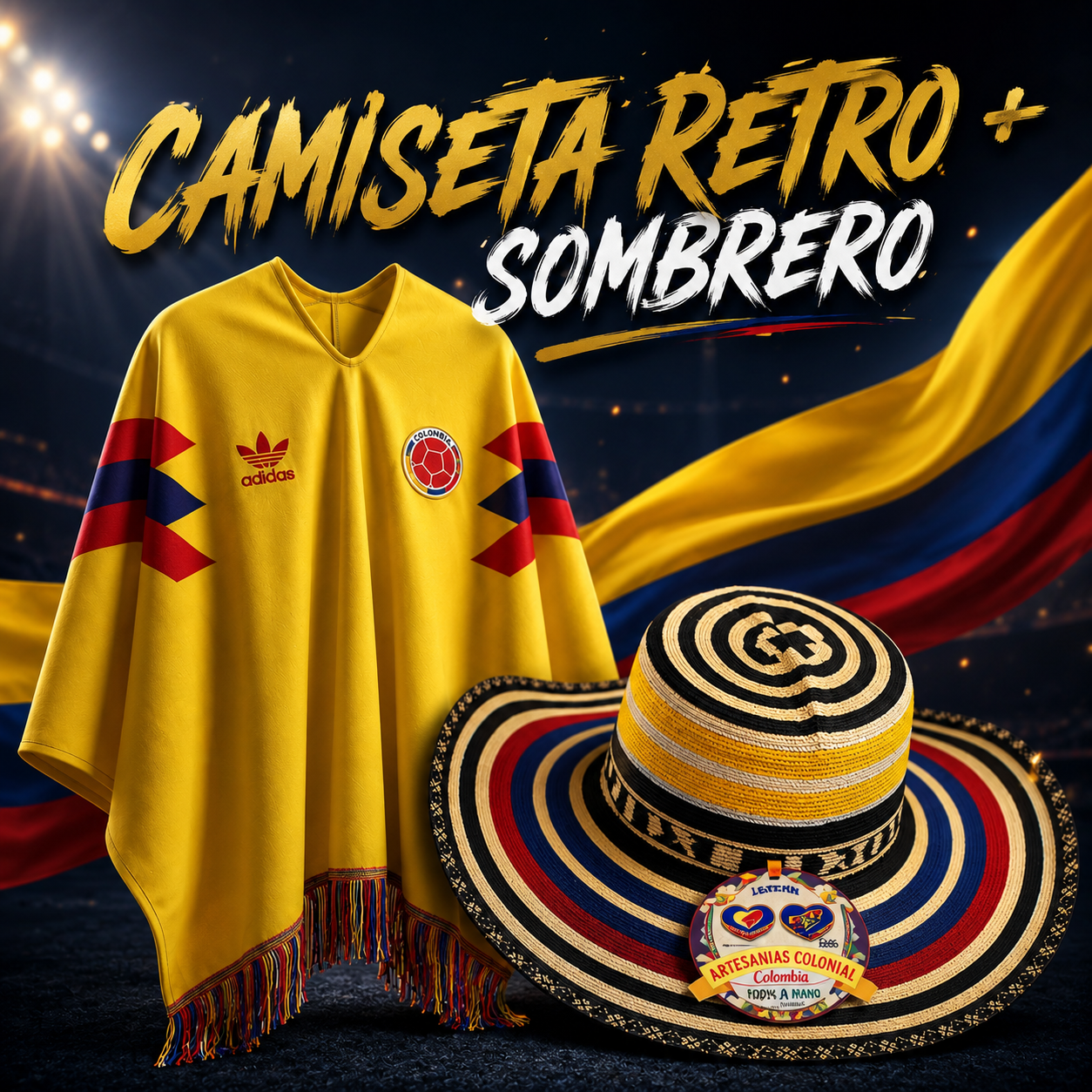 ⚽GRAN COMBO PONCHO+SOMBRERO COLOMBIA 2026