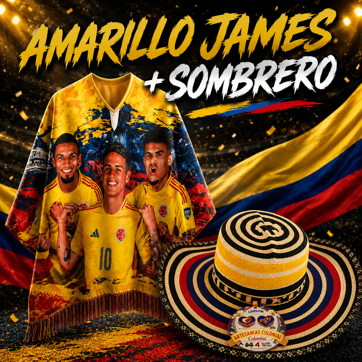 ⚽GRAN COMBO PONCHO+SOMBRERO COLOMBIA 2026