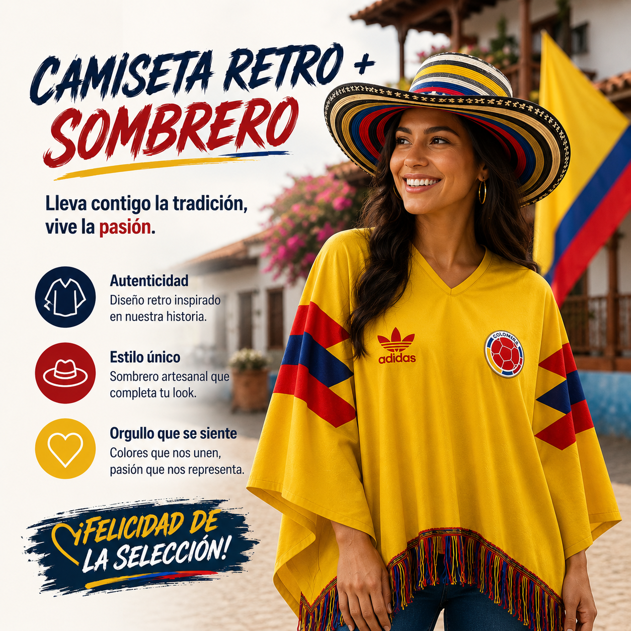 ⚽GRAN COMBO PONCHO+SOMBRERO COLOMBIA 2026